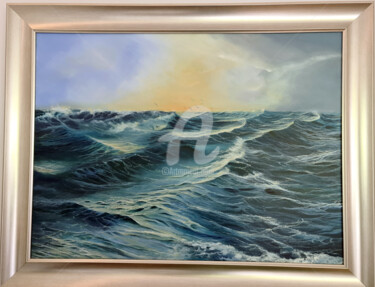 Painting titled "ANGELS ON THE WAKE…" by Elizabeth Williams, Original Artwork, Oil Mounted on Wood Stretcher frame