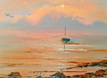 Pintura titulada "SUNSET ON THE BAY" por Elizabeth Williams, Obra de arte original, Oleo