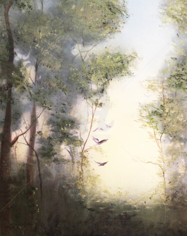 「Larks Ascending」というタイトルの絵画 Elizabeth Williamsによって, オリジナルのアートワーク, オイル