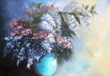 Peinture intitulée "Lilacs of Andalucia" par Elizabeth Williams, Œuvre d'art originale, Huile