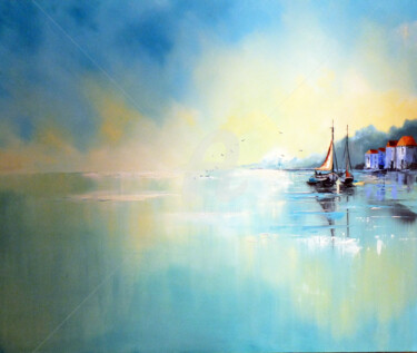 Pintura intitulada "Ancient Sandbanks c…" por Elizabeth Williams, Obras de arte originais, Óleo