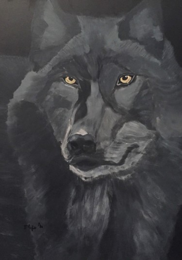 Painting titled "wolf.jpg" by Eliza Matica, Original Artwork, Acrylic