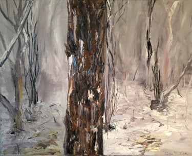 Schilderij getiteld "Last snow" door Eliza Matica, Origineel Kunstwerk, Olie