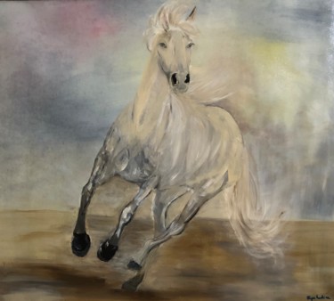 Pintura titulada "White horse" por Eliza Matica, Obra de arte original, Oleo