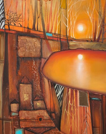Pintura intitulada "The unique orange a…" por Elizaveta Pugacheva, Obras de arte originais, Óleo Montado em Armação em madei…