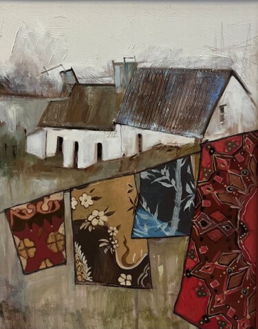 「Abstract landscape…」というタイトルの絵画 Елизавета Пугачеваによって, オリジナルのアートワーク, オイル ウッドストレッチャーフレームにマウント