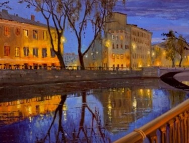 Malerei mit dem Titel "Cozy evening in the…" von Elizaveta Pugacheva, Original-Kunstwerk, Öl Auf Keilrahmen aus Holz montiert