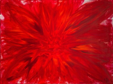 Painting titled "Red Wish Flower" by Elke Bügler, Original Artwork, Acrylic