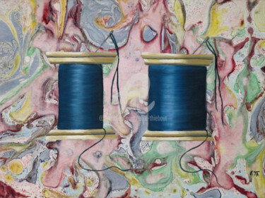 Malerei mit dem Titel "Deux Bobines" von Elke Thiébaut, Original-Kunstwerk, Öl
