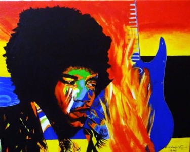 Malarstwo zatytułowany „Jimmy  Hendrix” autorstwa Ella Kleedorfer-Egger, Oryginalna praca