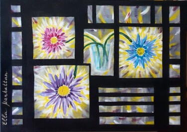 Painting titled "Chrysanthemums" by Ella Manhattan, Original Artwork, Acrylic