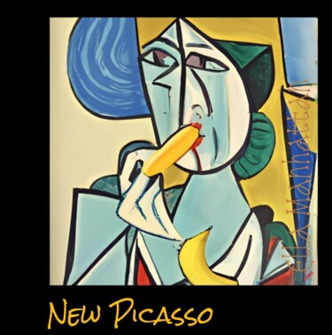 Arte digitale intitolato ""Woman eating banan…" da Ella Manhattan, Opera d'arte originale, Pittura digitale