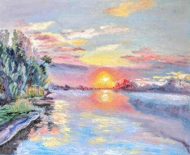 Peinture intitulée "Sonnenuntergang am…" par Ellen Frischbutter, Œuvre d'art originale, Huile