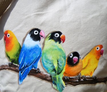 Textilkunst mit dem Titel "Brasilian birds #Ar…" von Nora Leynadier, Original-Kunstwerk, Zubehör