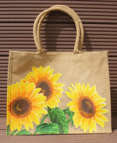 Textile Art με τίτλο "Sunflowers love" από Nora Leynadier, Αυθεντικά έργα τέχνης, Αξεσουάρ