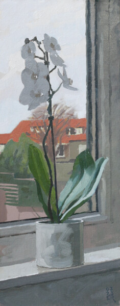Картина под названием "Spring Orchid" - Elliot Roworth, Подлинное произведение искусства, Масло Установлен на картон