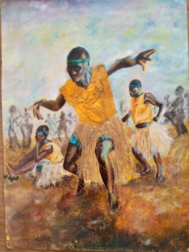 「Cultural Dancers」というタイトルの絵画 Ellis Oyekolaによって, オリジナルのアートワーク, グワッシュ水彩画