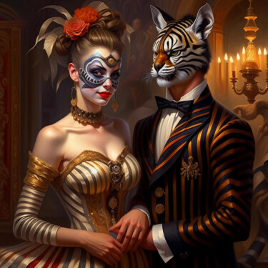 Arte digitale intitolato "Masquerade ball 1.0" da Elmir Tatar, Opera d'arte originale, Immagine generata dall'IA