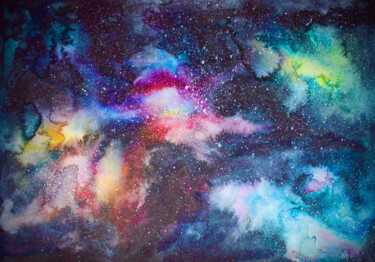 Dessin intitulée "Nebula" par Elmira Sharipova, Œuvre d'art originale, Aquarelle