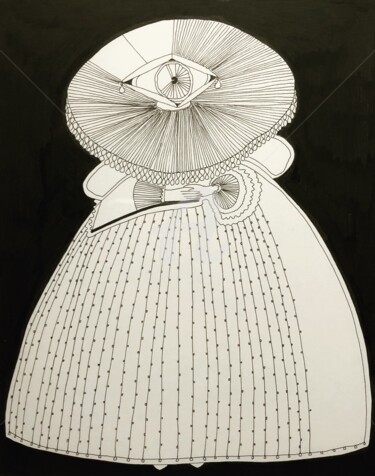Σχέδιο με τίτλο "The Eye Queen" από Elodie M. Richard, Αυθεντικά έργα τέχνης, Μελάνι