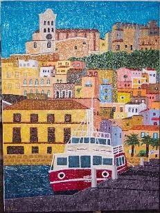Peinture intitulée "Ibiza" par Elodie Aumage, Œuvre d'art originale, Huile