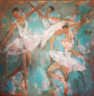 Schilderij getiteld "Ballet inspiration" door Els Driesen, Origineel Kunstwerk, Acryl Gemonteerd op Houten paneel