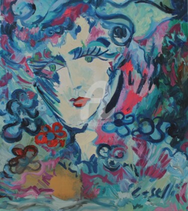 Painting titled "masque-adore.jpg" by Elsa Caselli, Original Artwork, Oil