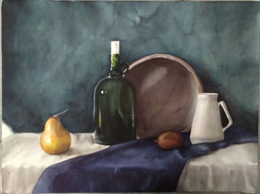 Painting titled "Bodegón minimalista" by Elvira Chumarina, Original Artwork, Watercolor