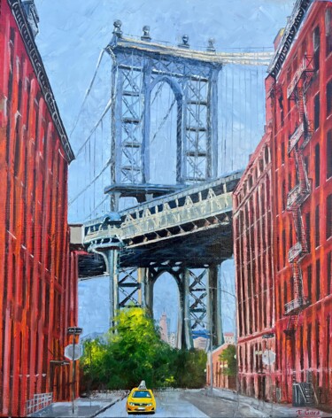 제목이 "Manhattan Bridge Ne…"인 미술작품 Elvira Gord로, 원작, 기름 나무 들것 프레임에 장착됨