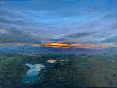 Malerei mit dem Titel "Glowing Sunset" von Elvira Gord, Original-Kunstwerk, Öl