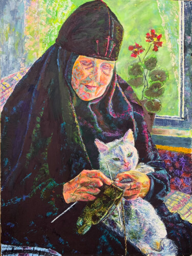 Painting titled "Portrait of the nun…" by Elvira Naumova, Original Artwork, Oil
