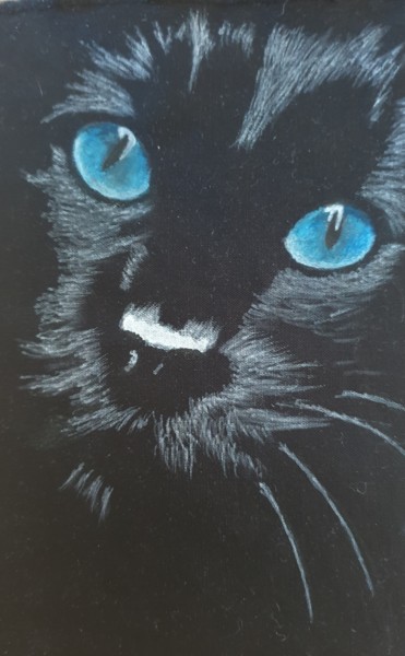 Peinture intitulée "Le Chat" par Elwan Gété, Œuvre d'art originale, Pastel