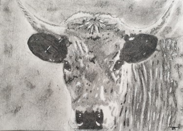 Peinture intitulée "Aubrac" par Elwan Gété, Œuvre d'art originale, Fusain