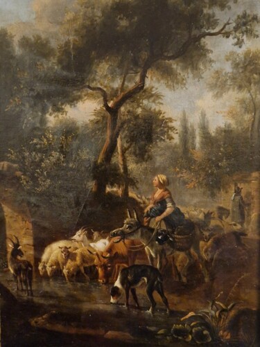 Pittura intitolato "Pastorella con greg…" da Elysianart, Opera d'arte originale, Olio