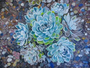 Painting titled "Succulent cosmos" by Elysianart, Original Artwork, Oil