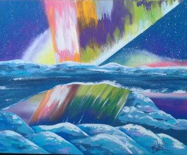 Painting titled "Aurora Boreal" by Elza Kolb, Original Artwork, Acrylic