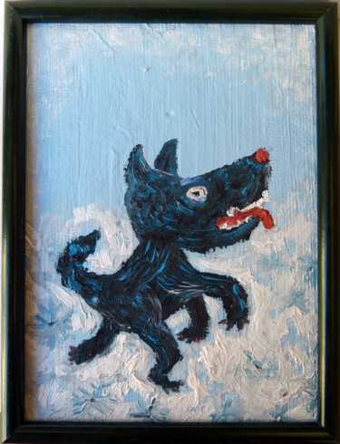 Pintura titulada "Pies i śnieg" por Elżbieta Goszczycka, Obra de arte original, Oleo