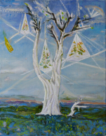 Painting titled "Pomyśl życzenie" by Elżbieta Goszczycka, Original Artwork, Oil