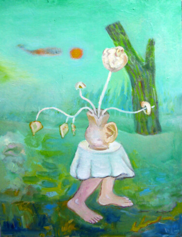 Pintura intitulada "Chodzą słuchy..." por Elżbieta Goszczycka, Obras de arte originais, Óleo