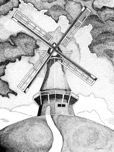 Tekening getiteld "Holland" door Elzem, Origineel Kunstwerk, Inkt