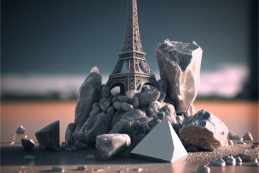 Artes digitais intitulada "Eiffel tower... bas…" por Emaga Travels By Emaga Art, Obras de arte originais, Imagem gerada por…