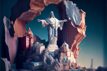 Digitale Kunst getiteld "Christ the Redeemer…" door Emaga Travels By Emaga Art, Origineel Kunstwerk, AI gegenereerde afbeeld…