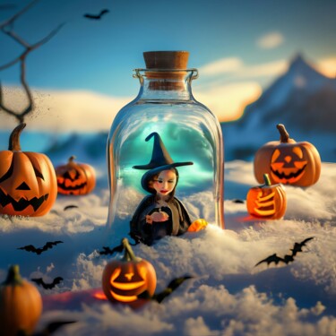 Цифровое искусство под названием "Happy Halloween, cu…" - Emaga Travels ✈️ By Emaga.Art 🎨, Подлинное произведение искусства,…