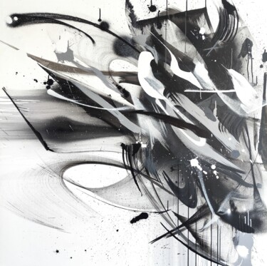 Schilderij getiteld "Blackened 05" door Emanuele Vittorioso, Origineel Kunstwerk, Graffiti Gemonteerd op Aluminium