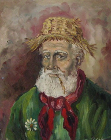 Peinture intitulée "Vieux monsieur au c…" par E. Angie Boucard, Œuvre d'art originale, Huile