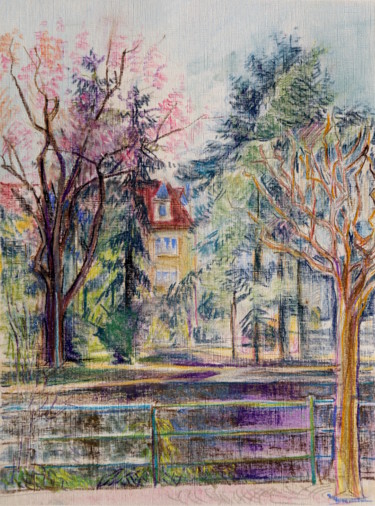 Peinture intitulée "Winter-promenade in…" par Emilia Amaro, Œuvre d'art originale, Pastel