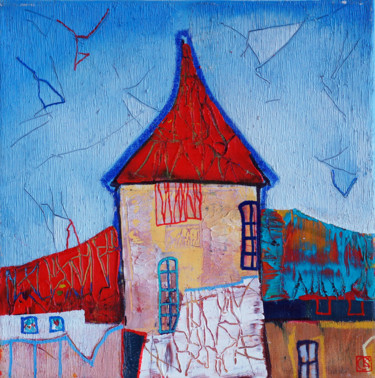 Pintura titulada "Old city Original…" por Emil Hasenrick, Obra de arte original, Acrílico Montado en Otro panel rígido