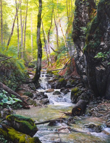 Pintura intitulada "Mystic mountain str…" por Emil Mlynarcik, Obras de arte originais, Óleo Montado em Armação em madeira