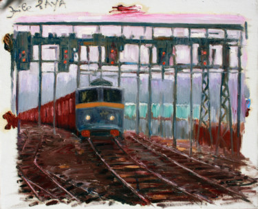 Pintura titulada "Entrée d'un train e…" por Emile Paya, Obra de arte original, Oleo