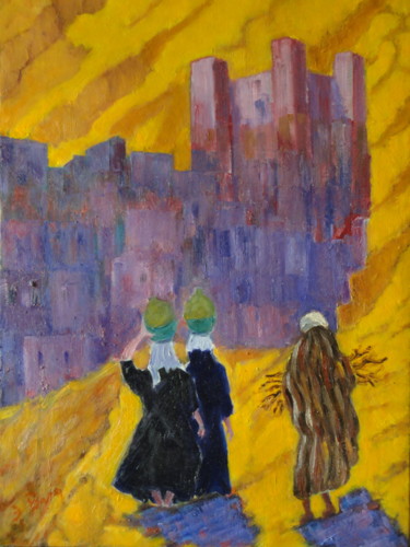 Pittura intitolato "Femmes marocaines." da Emile Paya, Opera d'arte originale, Olio